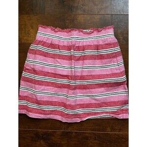 J. Crew Striped Pink Mini Linen Lined Skirrt Sz 4
